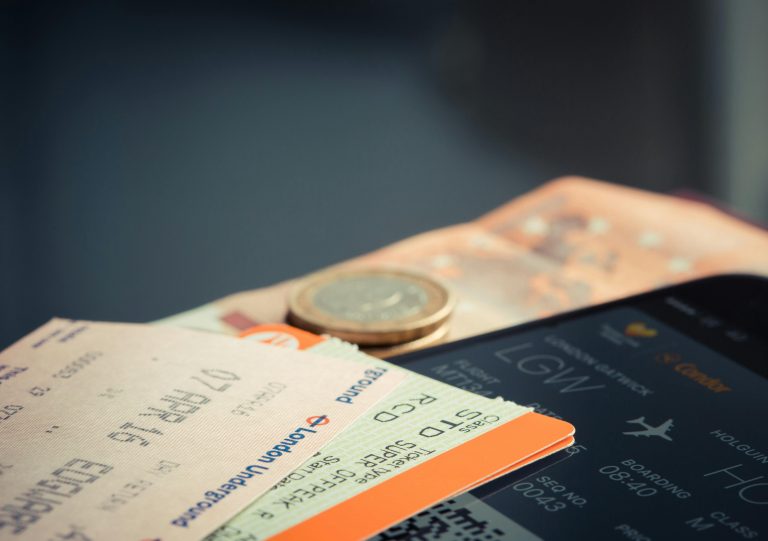 An image representing the concept of cheap flight tickets, with an airplane icon and price tag showing affordable fares.